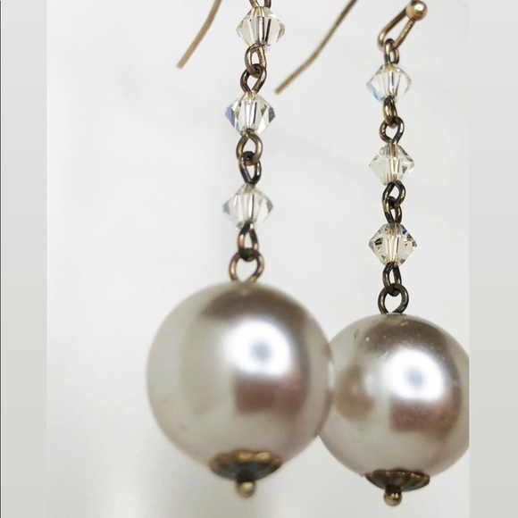 Swarovski Glass Pearl Dangle Earrings - Picture 4 of 5